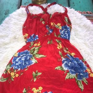 🌴Abercrombie & Fitch red floral dress